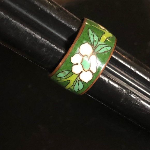 Vintage Wide Band Cloisonné Ring - Picture 8 of 11